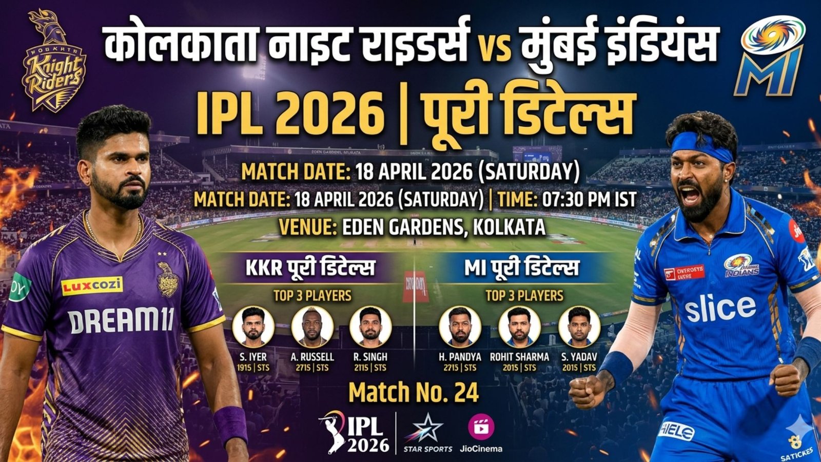 Kolkata Knight Riders vs Mumbai Indians IPL 2026 Match