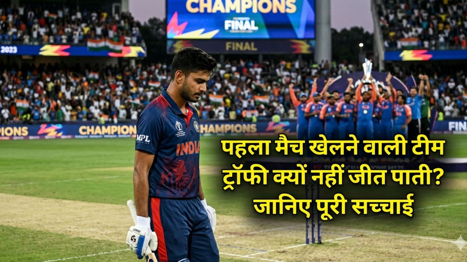 Why is the team playing the first match not able to win the trophy?