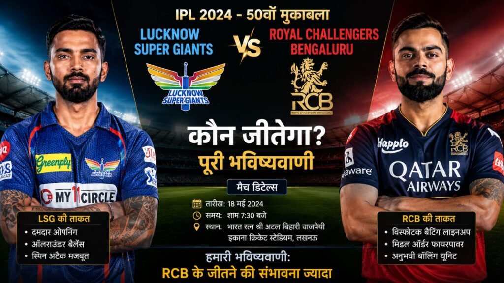 Lucknow Super Giants vs Royal Challengers Bengaluru: Who will win the 50th match? – Complete Prediction
